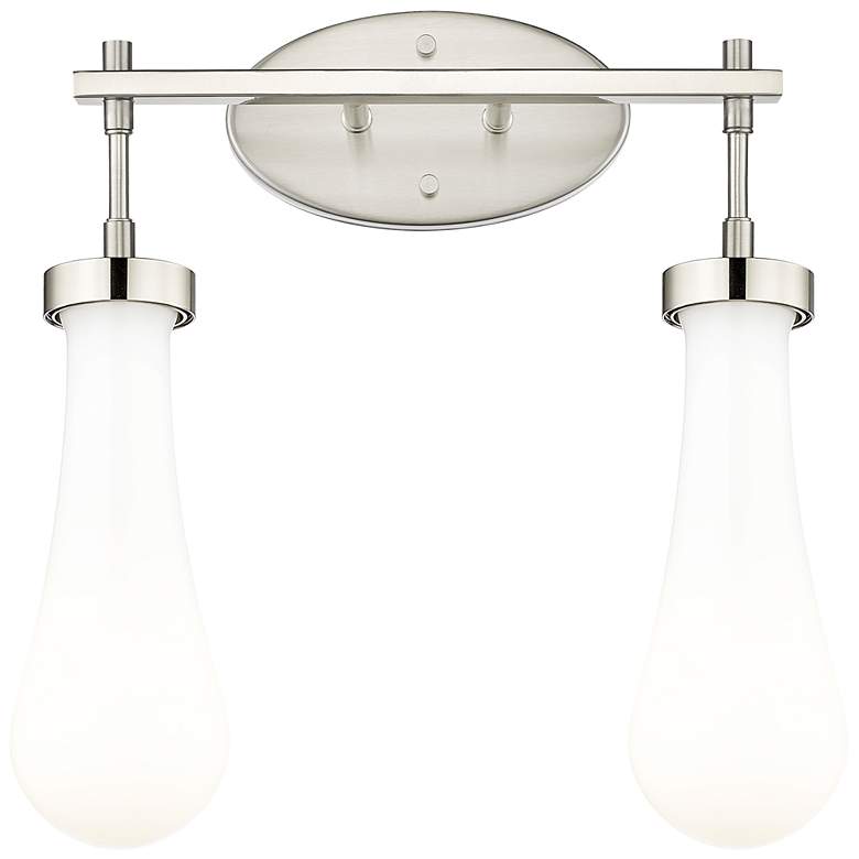 Image 1 Downtown Owego 16"W Satin Nickel Vanity Light w/ Gloss White Shade