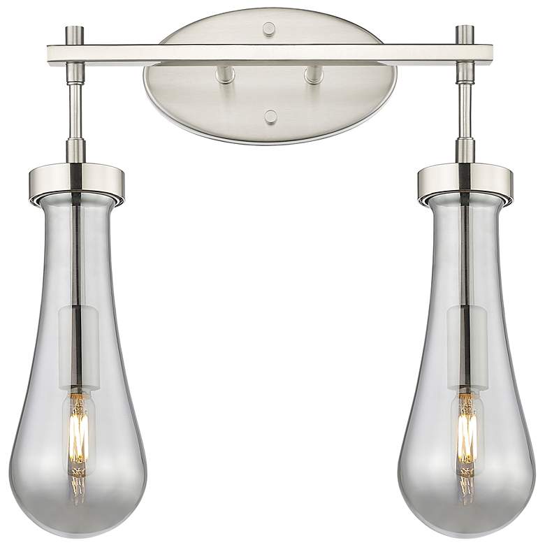 Image 1 Downtown Owego 16"W Satin Nickel Vanity Light w/ Light Smoke Shade