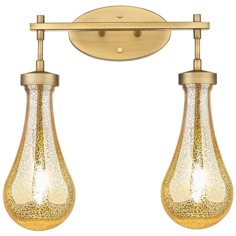 Image 1 Downtown Owego 17"W 2 Light Brass Vanity Light w/ Mercury Shade