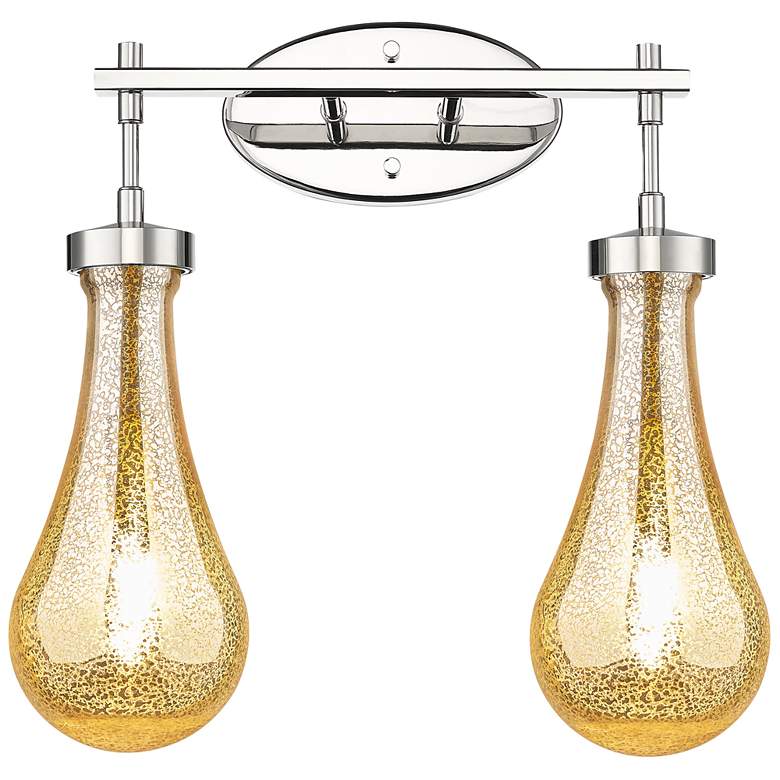Image 1 Downtown Owego 17"W 2 Light Nickel Vanity Light w/ Mercury Shade