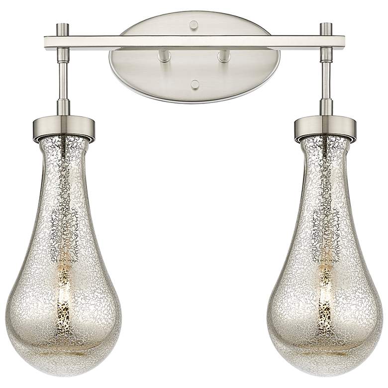 Image 1 Downtown Owego 17"W 2 Light Satin Nickel Vanity Light w/ Mercury Shade