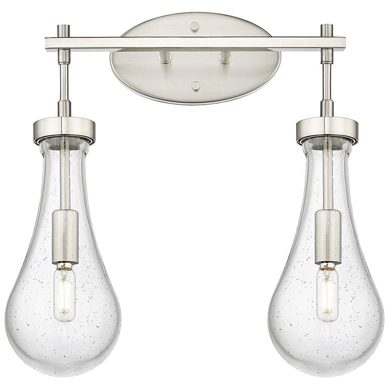 Image 1 Downtown Owego 17"W 2 Light Satin Nickel Vanity Light w/ Seedy Shade