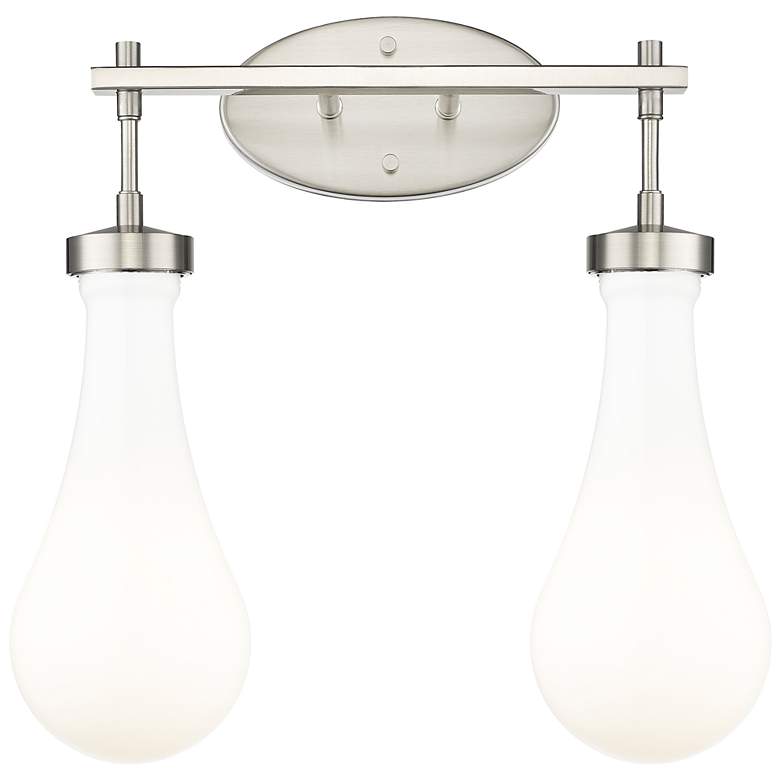 Image 1 Downtown Owego 17"W Satin Nickel Vanity Light w/ Gloss White Shade