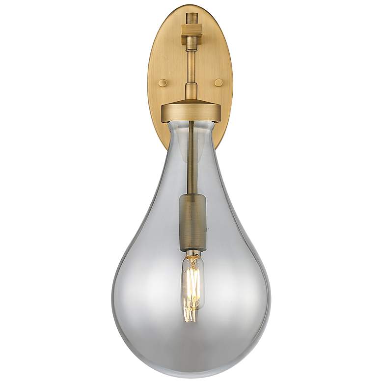 Image 2 Downtown Owego 18 "H Brushed Brass Wall Sconce w/ Light Smoke Shade more views