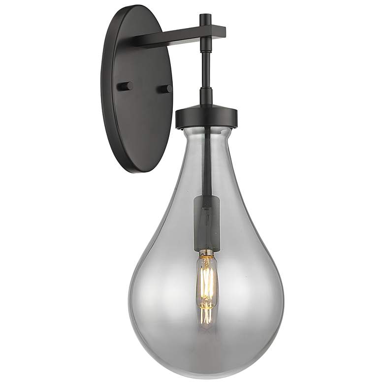 Image 1 Downtown Owego 18 "H Matte Black Wall Sconce w/ Light Smoke Shade