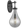 1_Downtown Owego 18 "H Matte Black Wall Sconce w/ Light Smoke Shade