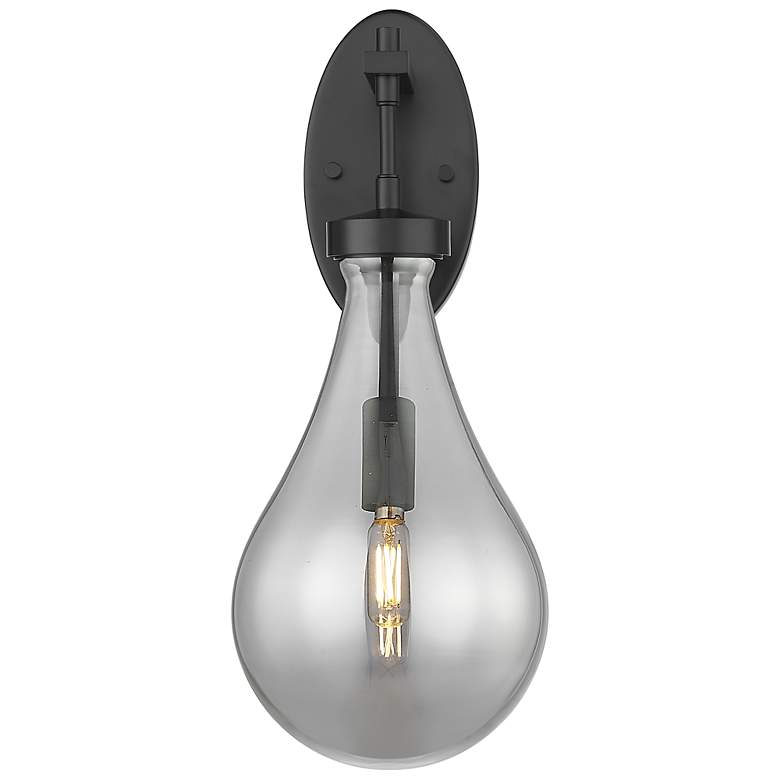 Image 2 Downtown Owego 18 "H Matte Black Wall Sconce w/ Light Smoke Shade more views