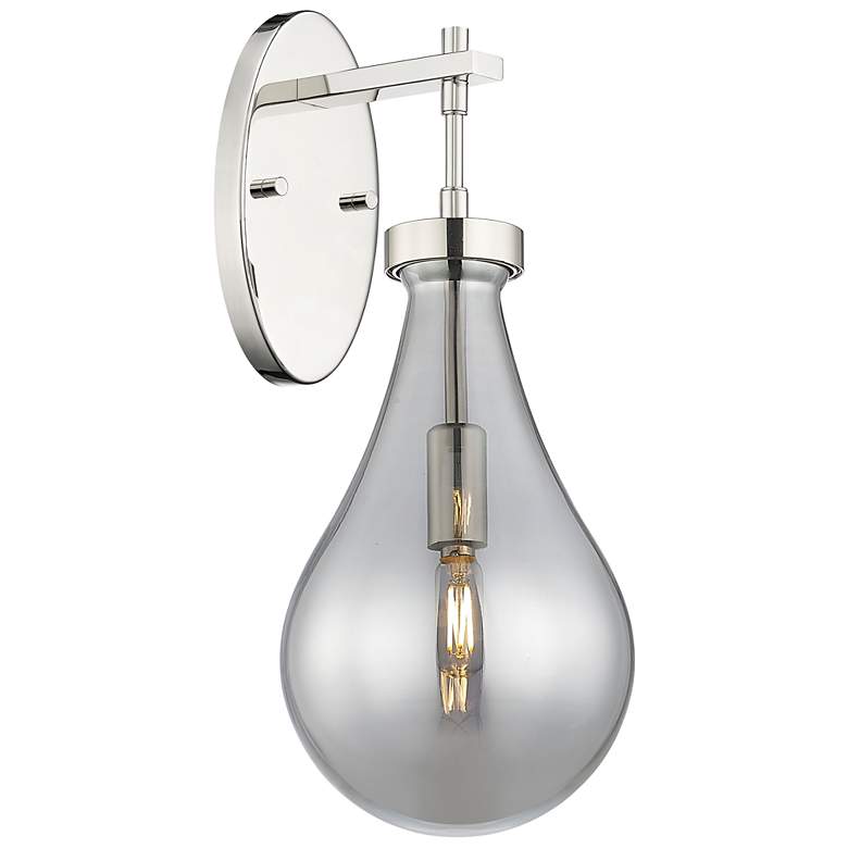 Image 1 Downtown Owego 18 "H Polished Nickel Wall Sconce w/ Light Smoke Shade