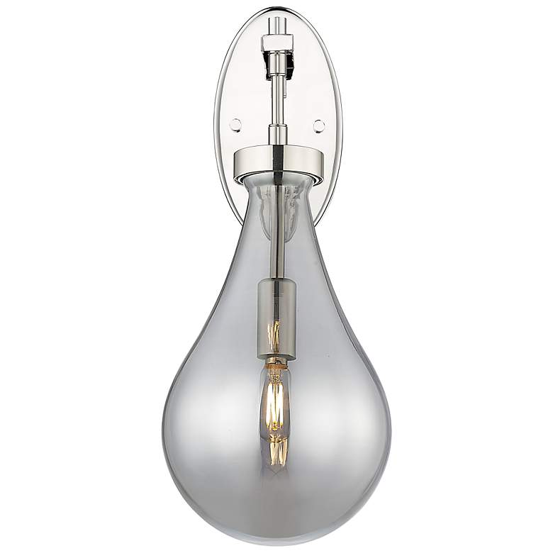 Image 2 Downtown Owego 18 "H Polished Nickel Wall Sconce w/ Light Smoke Shade more views