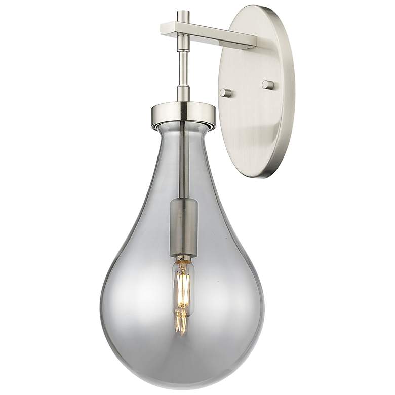 Image 1 Downtown Owego 18 "H Satin Nickel Wall Sconce w/ Light Smoke Shade