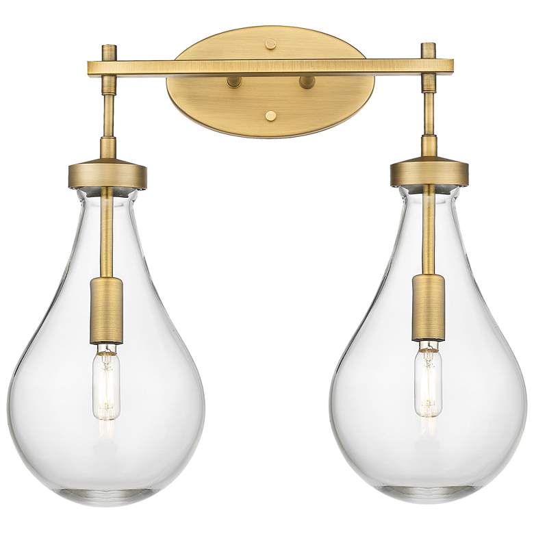 Image 1 Downtown Owego 18"W 2 Light Brass Vanity Light w/ Clear Shade