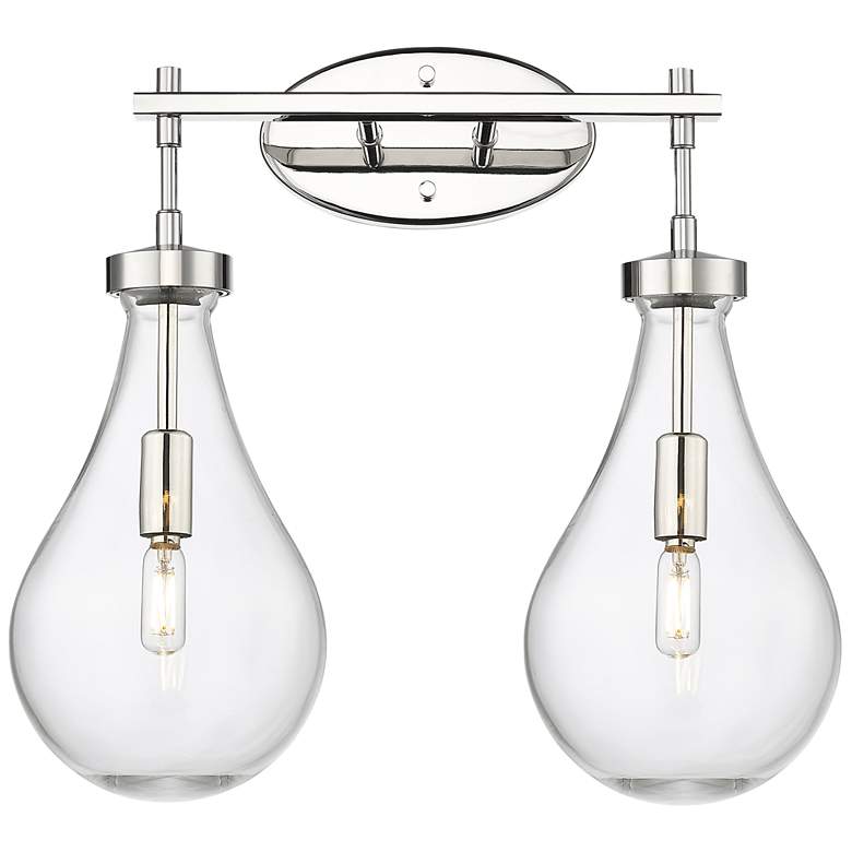 Image 1 Downtown Owego 18"W 2 Light Nickel Vanity Light w/ Clear Shade