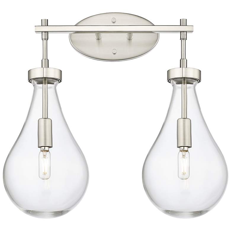 Image 1 Downtown Owego 18"W 2 Light Satin Nickel Vanity Light w/ Clear Shade