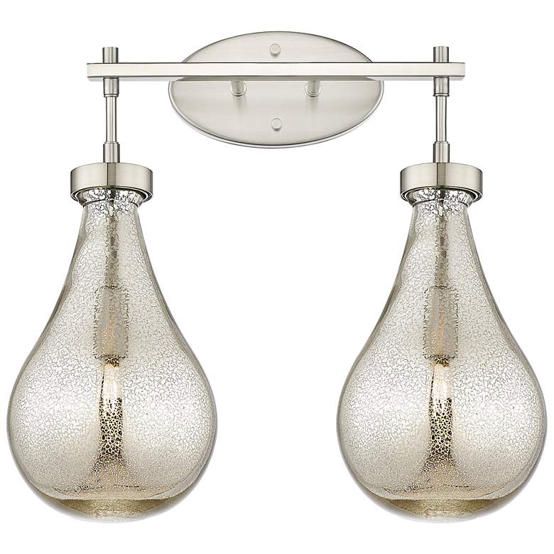 Image 1 Downtown Owego 18"W 2 Light Satin Nickel Vanity Light w/ Mercury Shade