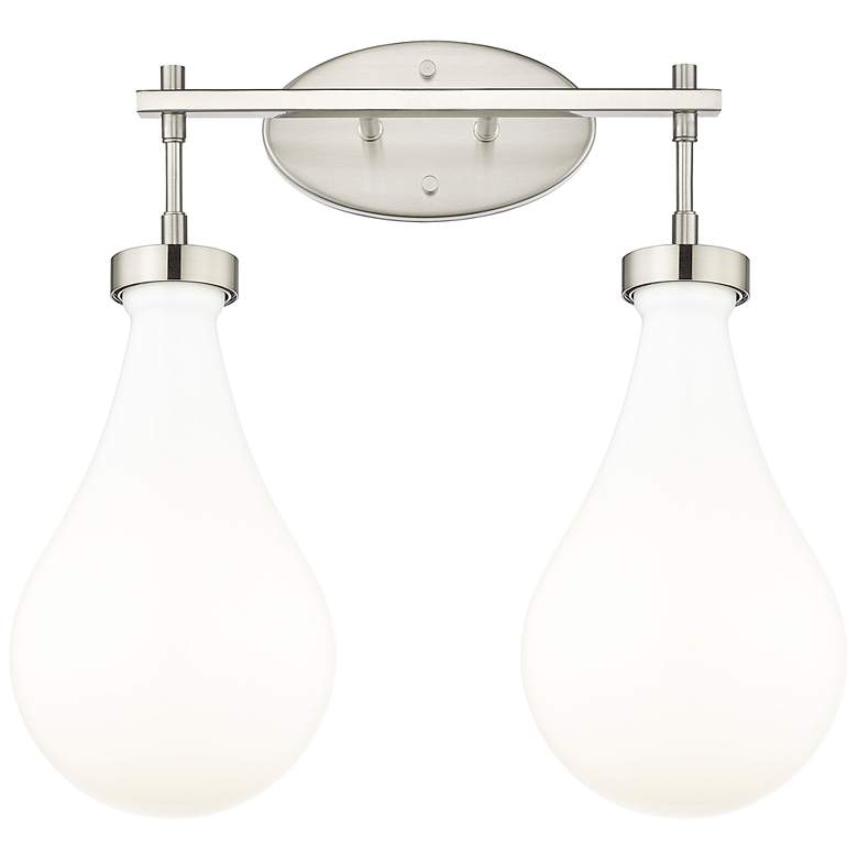 Image 1 Downtown Owego 18"W Satin Nickel Vanity Light w/ Gloss White Shade