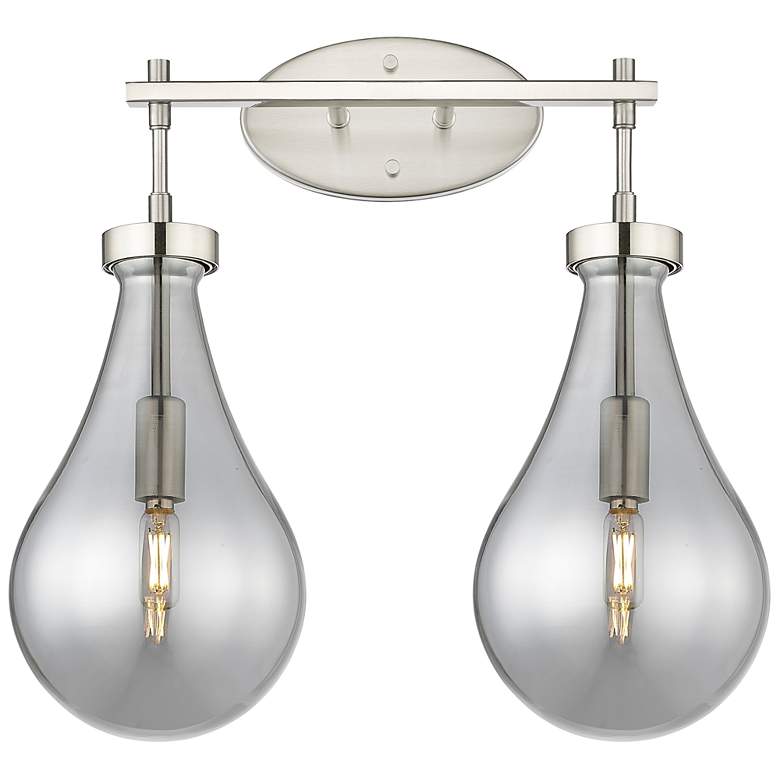 Image 1 Downtown Owego 18"W Satin Nickel Vanity Light w/ Light Smoke Shade