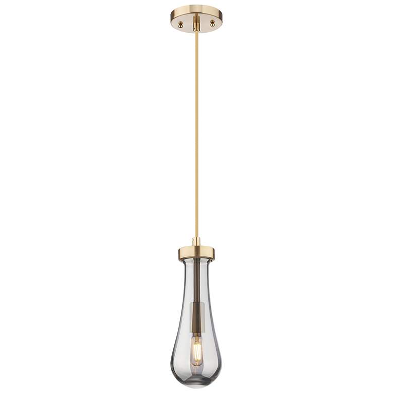Image 1 Downtown Owego 5"W Cord Champagne Bronze Pendant w/ Light Smoke Shade