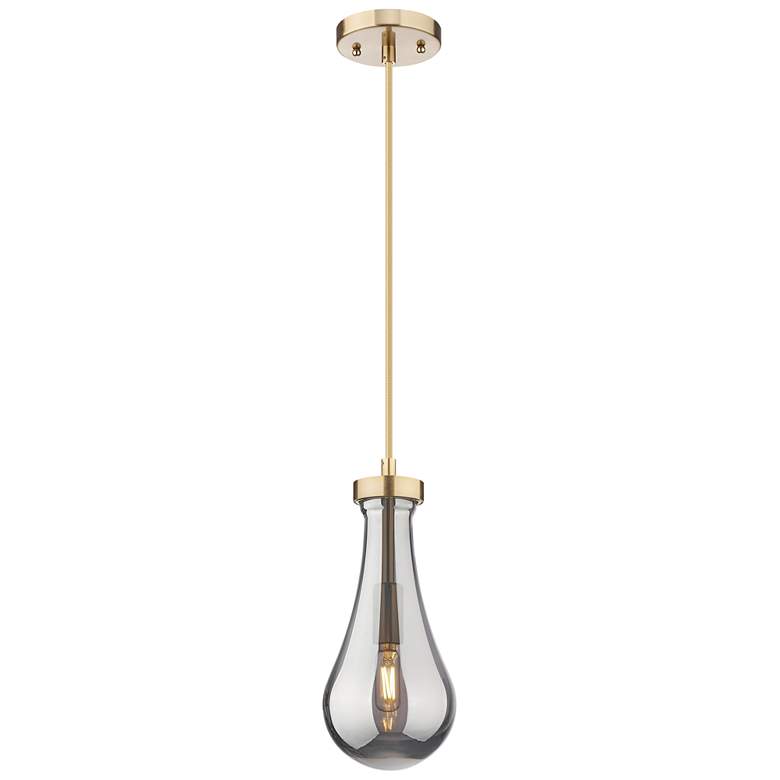 Image 1 Downtown Owego 5"W Cord Champagne Bronze Pendant w/ Light Smoke Shade