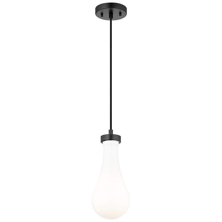 Image 1 Downtown Owego 5"W Cord Matte Black Pendant w/ Gloss White Shade
