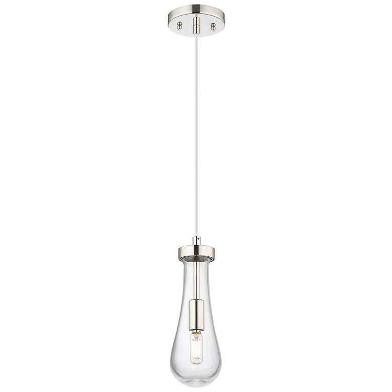 Image 1 Downtown Owego 5"W Cord Polished Nickel Pendant w/ Clear Shade