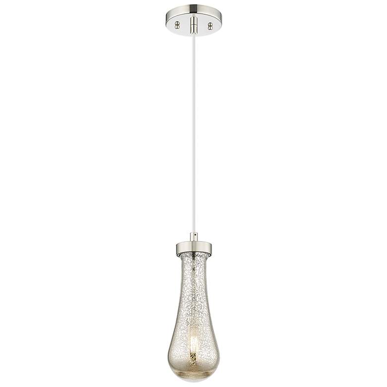 Image 1 Downtown Owego 5"W Cord Polished Nickel Pendant w/ Mercury Shade