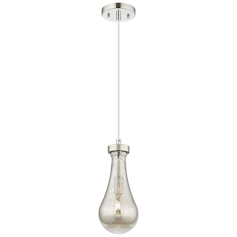 Image 1 Downtown Owego 5"W Cord Polished Nickel Pendant w/ Mercury Shade