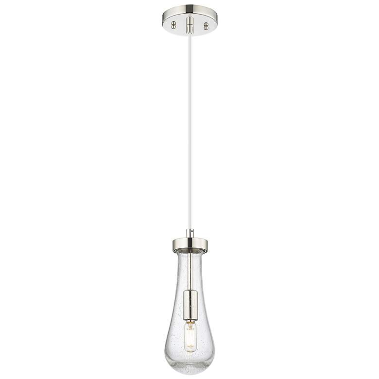 Image 1 Downtown Owego 5"W Cord Polished Nickel Pendant w/ Seedy Shade