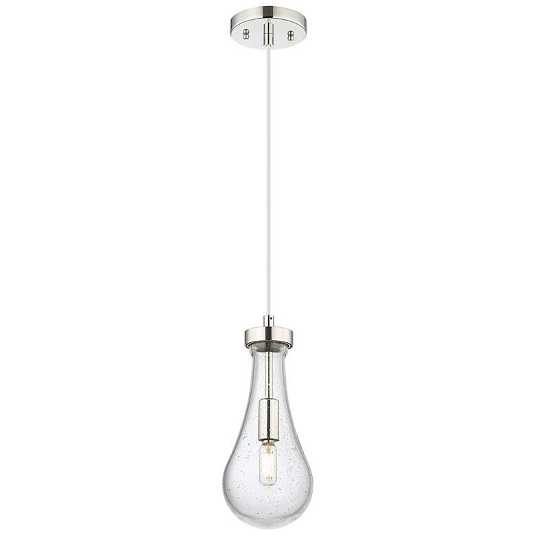 Image 1 Downtown Owego 5"W Cord Polished Nickel Pendant w/ Seedy Shade