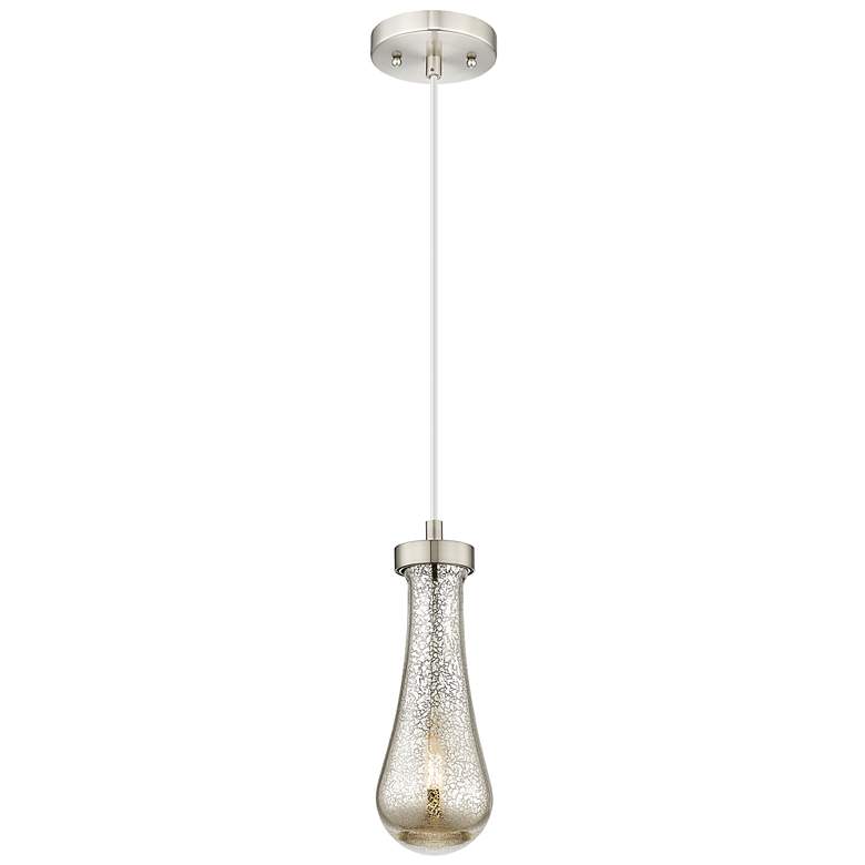 Image 1 Downtown Owego 5"W Cord Satin Nickel Pendant w/ Mercury Shade