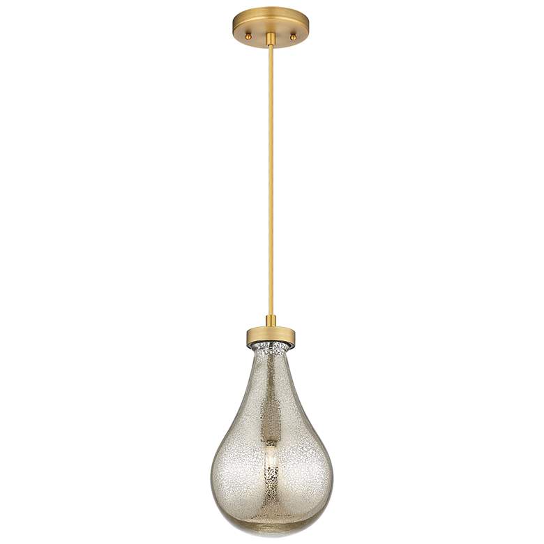 Image 1 Downtown Owego 7"W Cord Brushed Brass Pendant w/ Mercury Shade