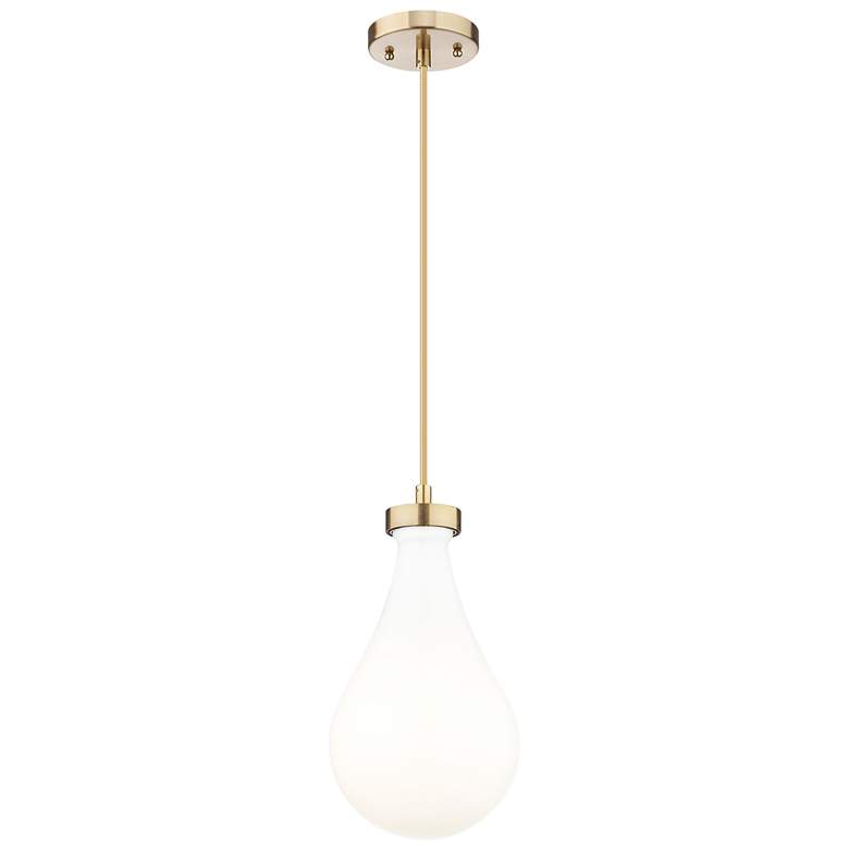 Image 1 Downtown Owego 7"W Cord Champagne Bronze Pendant w/ Gloss White Shade