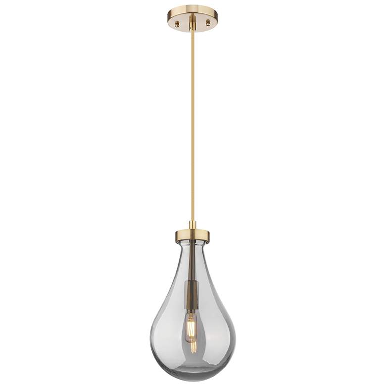 Image 1 Downtown Owego 7"W Cord Champagne Bronze Pendant w/ Light Smoke Shade