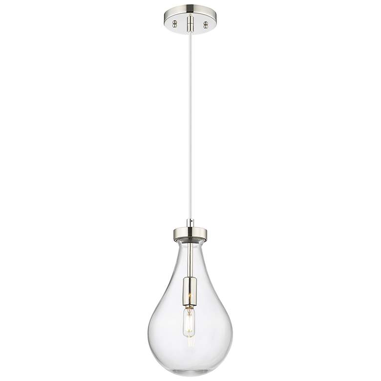 Image 1 Downtown Owego 7"W Cord Polished Nickel Pendant w/ Clear Shade