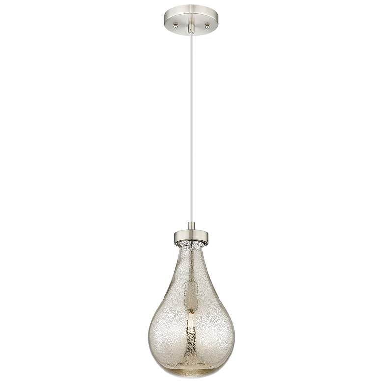 Image 1 Downtown Owego 7"W Cord Satin Nickel Pendant w/ Mercury Shade