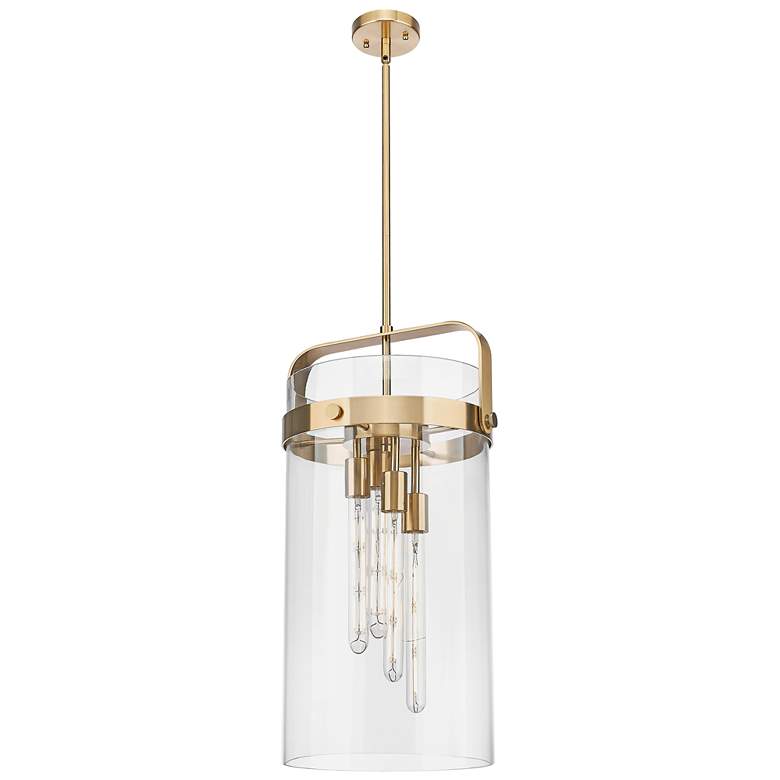 Image 1 Downtown Pilaster 12"W 4 Light Stem Bronze Pendant w/ Clear Shade
