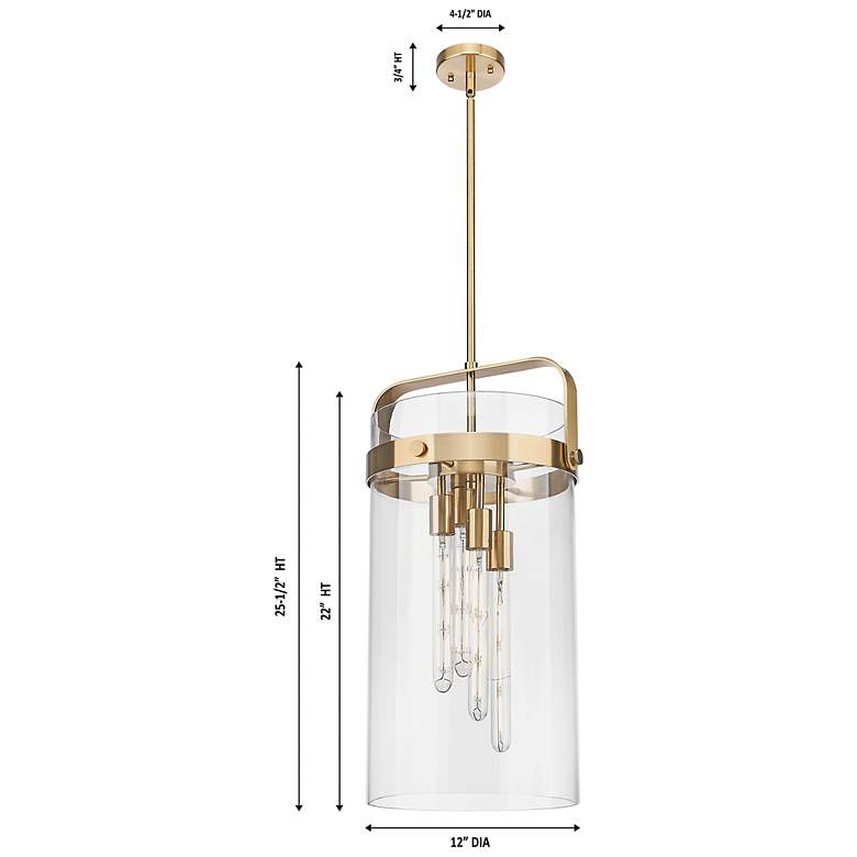 Image 2 Downtown Pilaster 12"W 4 Light Stem Bronze Pendant w/ Clear Shade more views