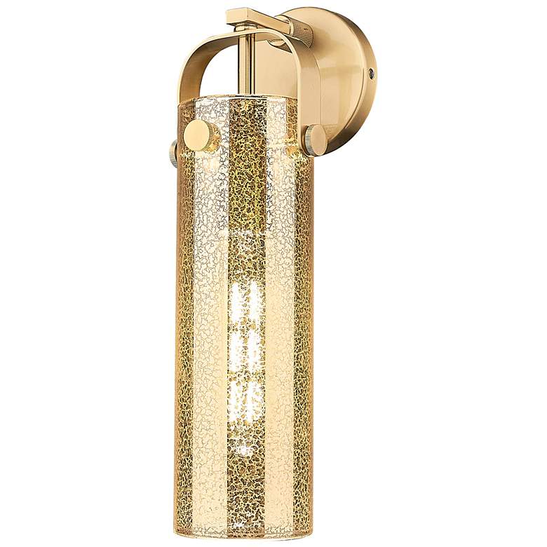 Image 1 Downtown Pilaster 17 "H Champagne Bronze Wall Sconce w/ Mercury Shade