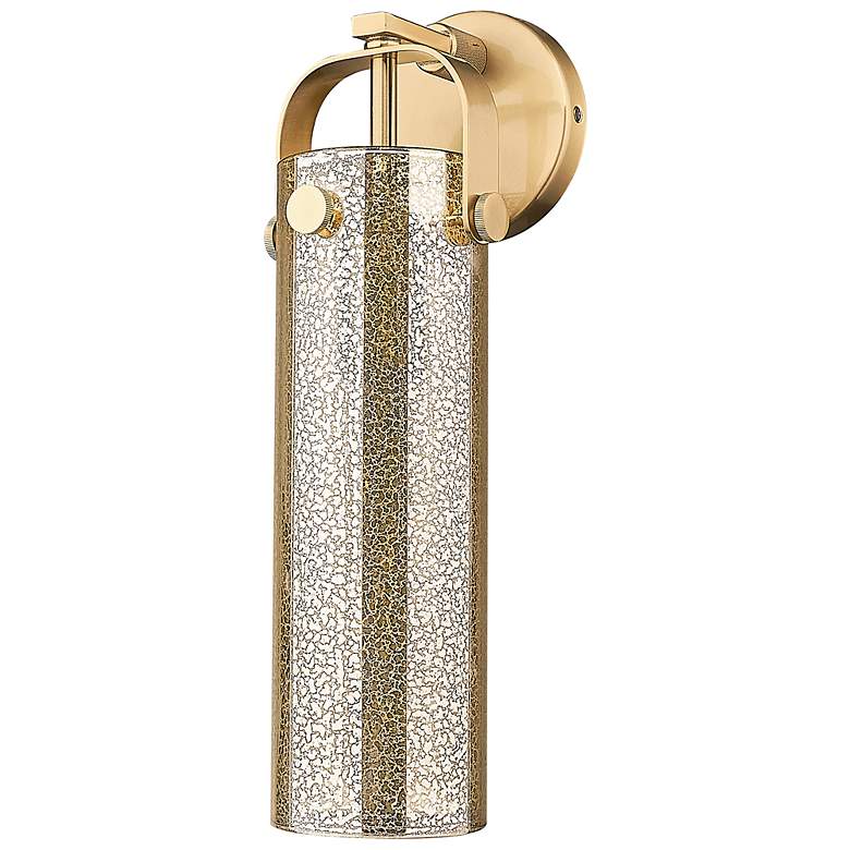 Image 2 Downtown Pilaster 17 "H Champagne Bronze Wall Sconce w/ Mercury Shade more views