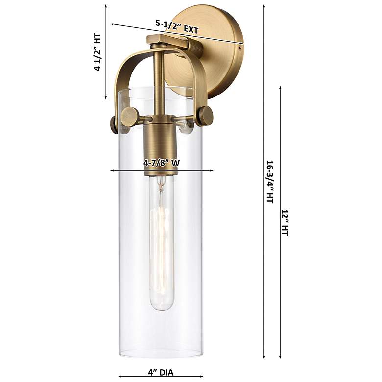 Image 3 Downtown Pilaster 17 "H Champagne Bronze Wall Sconce w/ Mercury Shade more views
