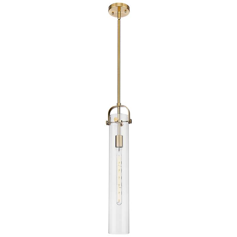 Image 1 Downtown Pilaster 5"W Stem Champagne Bronze Pendant w/ Clear Shade