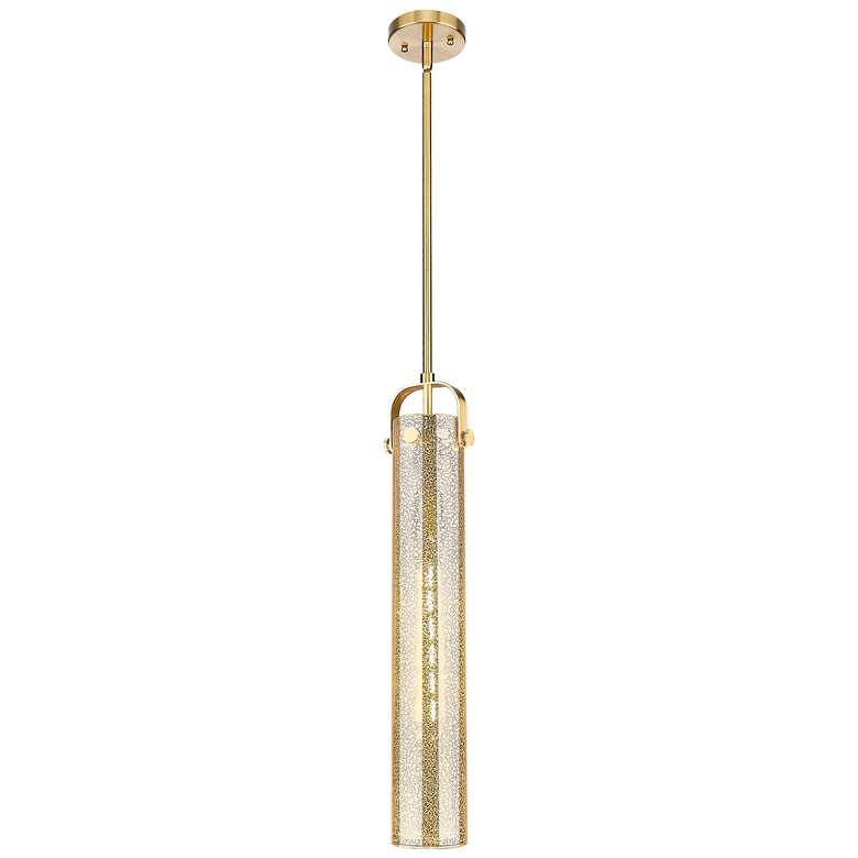 Image 1 Downtown Pilaster 5"W Stem Champagne Bronze Pendant w/ Mercury Shade