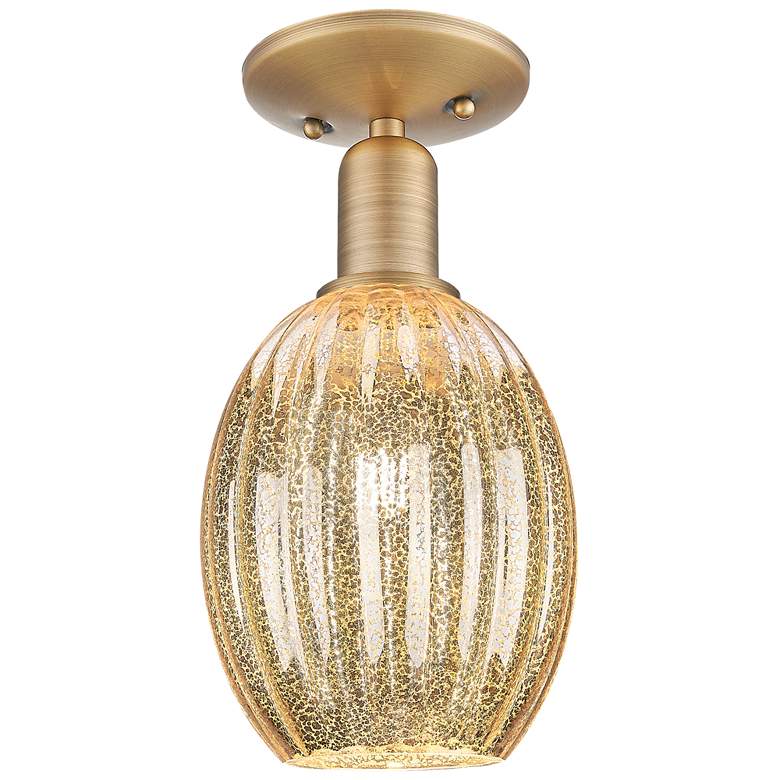 Image 1 Downtown Preston 6"W Brass Semi Flush Mount w/ Mercury Bulb Shade