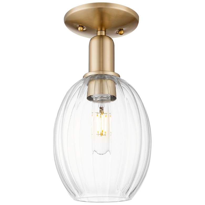 Image 1 Downtown Preston 6"W Bronze Semi Flush Mount w/ Clear Bulb Shade