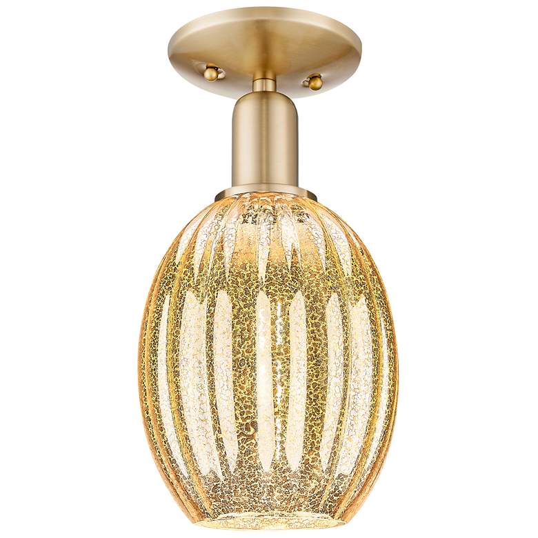 Image 1 Downtown Preston 6"W Bronze Semi Flush Mount w/ Mercury Bulb Shade