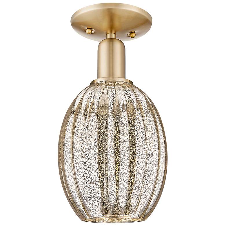 Image 2 Downtown Preston 6"W Bronze Semi Flush Mount w/ Mercury Bulb Shade more views
