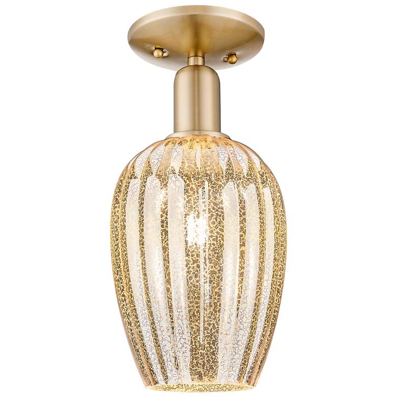 Image 1 Downtown Preston 6"W Bronze Semi Flush Mount w/ Mercury Flute Shade