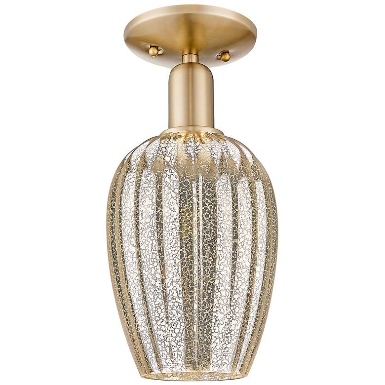 Image 2 Downtown Preston 6"W Bronze Semi Flush Mount w/ Mercury Flute Shade more views