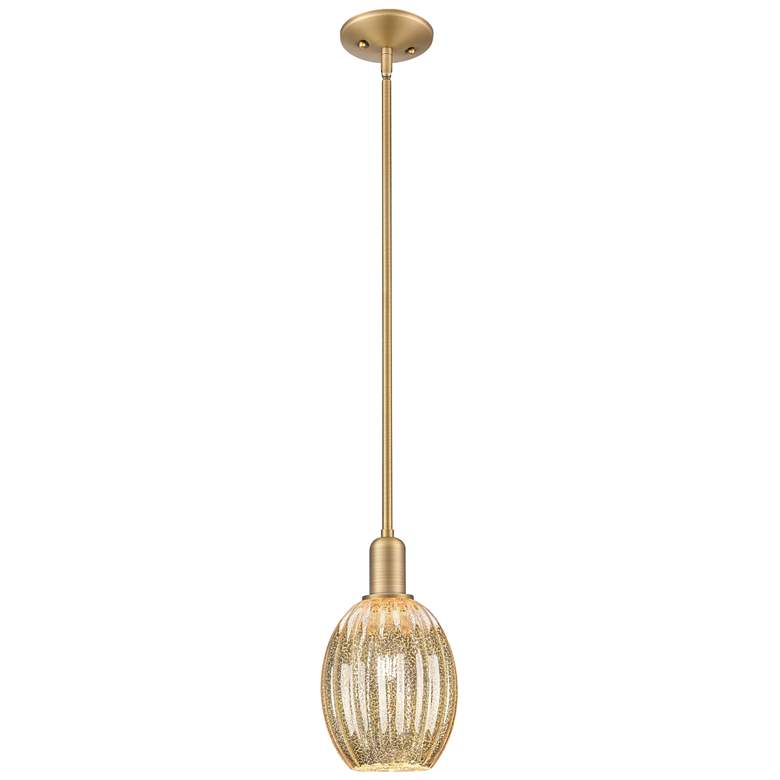 Image 1 Downtown Preston 6"W Brushed Brass Mini Pendant w/ Mercury Bell Shade