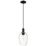 1_Downtown Preston 6"W Cord Black Mini Pendant w/ Clear Flute Shade