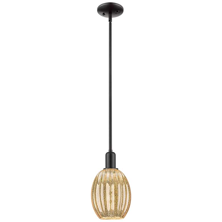 Image 1 Downtown Preston 6"W Cord Black Mini Pendant w/ Mercury Bell Shade